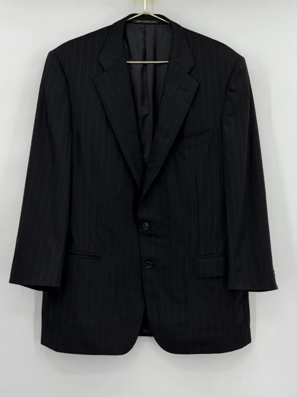 Ermenegildo Zegna Super 100s Wool Pinstripe Blazer Men’s Black Charcoal Jacket